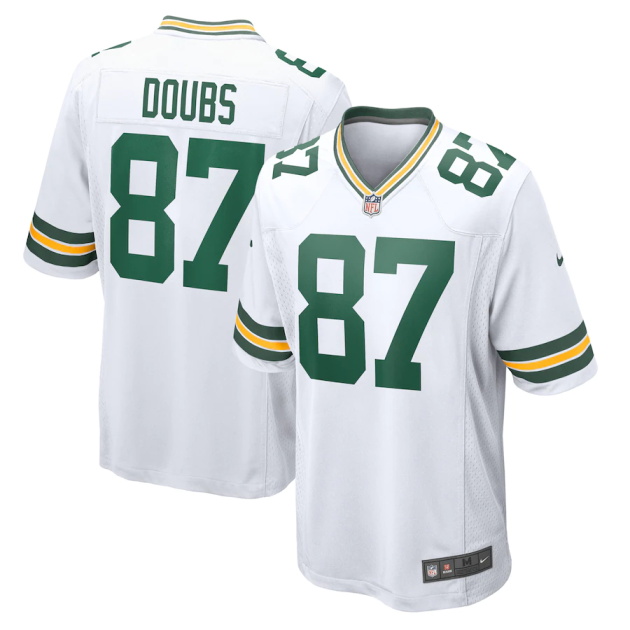 mens nike romeo doubs white green bay packers game player jersey